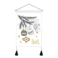 Detailed view of Noel Christmas tapestry featuring pine branches and black tassels - 35x50cm / Noel Gold Pine Style (Style 1)