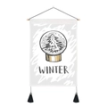 Winter snow globe tapestry with wooden pole and black tassels for wall decoration - Winter Snow Globe Style (Style 6)