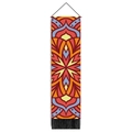 Detailed view of mandala tapestry with vibrant geometric patterns and black bottom tassels - 32.5x130cm / Style 4