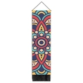 Close-up of mandala tapestry detail with colorful geometric patterns and black tassels - Style 5