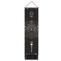 Black tarot tapestry with golden moon phases, geometric eye design and black tassels - 32.5x130cm / All-Seeing Eye & Moon Phases (Style 1)
