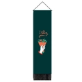Detail of dark green tapestry with black tassels, floral hand illustration and I love you text - Dark Green Handholding Flower (Style 2) / 32.5x130cm