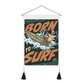 Nordischer Wandbehang mit Retro-Skelett-Surfer-Motiv und dekorativen schwarzen Quasten - 35x50cm / Skelett Surfen (Stil 1)