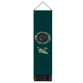 Deep green Happy Valentine's Day wall tapestry with floral wreath and black tassels - Dark Green Heart Wreath (Style 3) / 32.5x130cm
