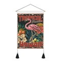 Tropischer Flamingo Wandbehang mit Holzstab und schwarzen Quasten für Zimmerdeko - 35x50cm / Flamingo Tropisch (Stil 2)