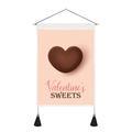 Valentine's Day heart chocolate tapestry with wood pole and black tassels for wall decor - Chocolate Heart (Style 1) / 35x50cm