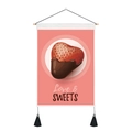 Valentine strawberry chocolate wall tapestry with wood rod and black tassel decor - Chocolate Strawberry (Style 2) / 35x50cm