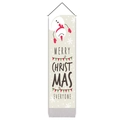 Close-up of a vertical Christmas snowman wall banner with Merry Christmas lettering - 32.5x130cm / Off-White Snowman (Merry Christmas Everyone)