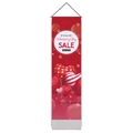 Detailed view of red Valentine's Day wall hanging with heart balloons and 50% OFF text - 32.5x130cm / Red Holiday Promo Style (Pattern 3)