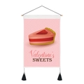 Detail of Valentine's Day wall hanging with sweet cake design and black tassels - Heart Cake (Style 4) / 35x50cm