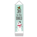 Christmas snowman hanging tapestry with Joy to the World typography and blue polka dots - 32.5x130cm / Light Blue Snowman (Joy to the World)