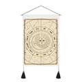 Retro astrology wall tapestry with zodiac sun moon graphics and wooden hanging frame - 35x50cm / Twelve Constellations Zodiac Map (Style 1)