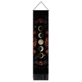 Bohemian tapestry featuring phase of the moon design with floral pattern and tassels - 32.5*130cm / Moon Phases With Red Flowers Style (Style 6)