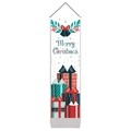 Vertical Christmas hanging banner with Merry Christmas text and festive gift box patterns - 32.5x130cm / White Gifts And Bells Style (Style 1)