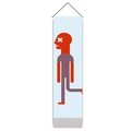 Arazzo moderno blu minimalista con figura astratta e supporto in legno da appendere - Grafica Minimalista Rosso-Viola (Stile 13)