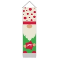 Nordic Christmas gnome hanging flag with red JOY star and white polka dot hat - 32.5x130cm / JOY Gnome Style
