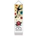 Detail eines Wandteppichs im Old School Tattoo Stil mit Rosen und Schwalben Deko - 32.5x130cm / Beige Kunst Stil (Stil 3)