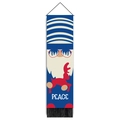 Nordic Christmas hanging banner featuring a cool cartoon gnome with tassels and PEACE text - 32.5x130cm / PEACE Gnome Style