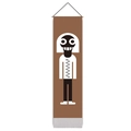 Arazzo marrone verticale con personaggio dei cartoni animati e barra in legno - Figura Grottesca Esagerata (Stile 14)