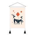Noords wandkleed met elandmotief, geometrische patronen en zwarte kwastjes - Stijl 2 / 32.5*130cm
