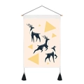 Detail van het Noorse wandtapijt met elandprints en houten ophangstang - Stijl 3 / 32.5*130cm
