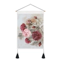 Vintage rose watercolor wall tapestry with wooden rod and black tassels decoration - Style 1 / 35x50cm