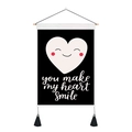 Detail of black tapestry featuring a smiling heart and you make my heart smile text - 35x50cm / you make my heart smile (Style 2)
