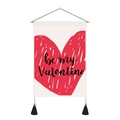 Valentine's Day wall tapestry with red heart be my valentine text and wooden hanging pole - 35x50cm / be my Valentine (Style 3)