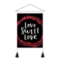 Detail of wall tapestry featuring Love Sweet Love text and black tassel fringe - 35x50cm / Love SWEET Love (Style 4)