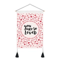 Detail of white heart tapestry with You Are So Loved print and black tassels - YOU ARE SO LOVED (Style 5)