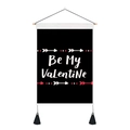 Detail of Be My Valentine black tapestry with wooden hanging rod and bottom tassels - Be My Valentine (Style 9)