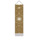 Star and moon celestial wall tapestry in ginger yellow with tassel and hanging rod - 32.5x130cm / Ginger Yellow