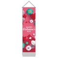 Arazzo verticale di San Valentino con cuori rosa e scritta Happy Valentine's Day stampata - 32.5x130cm / Cuore 3D Rosa (Stile 2)