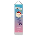 Banner natalizio verticale con Babbo Natale cartoon e stelle su sfondo sfumato viola - 32.5x130cm / Stile Babbo Natale (Stile 1)