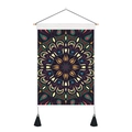 Bohemian mandala wall tapestry with geometric patterns, wooden pole, and black tassels - 35x50cm / Mandala Pattern 1 (Style 1)