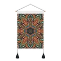 Bohemian mandala tapestry wall hanging with orange patterns and decorative tassels - 35x50cm / Mandala Pattern 2 (Style 2)