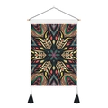 Detail of bohemian mandala wall tapestry with hanging rod, rope and black tassels - 35x50cm / Mandala Pattern 3 (Style 3)