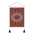 Mandala bohemian wall tapestry with geometric patterns and elegant black tassels - 35x50cm / Red Blue Orange Mandala Style (款式1)