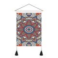 Bohemian mandala tapestry with wooden hanger and black tassels on a white background - 35x50cm / Warm Orange Mandala Style (款式2)