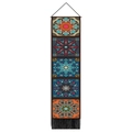 Vertical Nordic mandala wall tapestry with colorful geometric patterns and black tassels - 32.5x130cm / Style 2