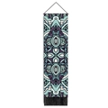 Vertical bohemian mandala tapestry featuring blue patterns and dense black fringe detail - 32.5x130cm / Dark Blue Lake Blue Mandala (Style 3)