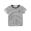 Classic nautical striped cotton T-shirt for boys with a small navy anchor embroidery - 90cm / Black & White Stripes
