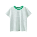 Children's striped short sleeve T-shirt in white and green Lycra cotton fabric - 90cm / Green & White Stripes