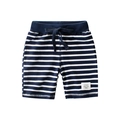 Children summer striped shorts in navy and white with drawstring elastic waistband - 90cm / Blue and White Stripe