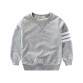 Classic heather gray kids long sleeve sweatshirt with white triple stripes on the sleeve - 90cm / Heather Grey