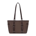 Brown chevron tote bag with retro silver hardware and elegant deep brown shoulder straps - Coffee (Chevron 5713)