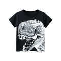 Short-sleeved black cotton t-shirt for boys with a realistic white dinosaur print - Black / 120cm