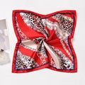 Silk-like 50cm square scarf with red leopard print and golden chain pattern - Red Leopard Splicing (Style 13) / 50x50cm / Red Leopard Chain