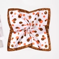 Polka dot silk square scarf with brown border and satin finish in a stylish swirl - Fashion Polka Dot Design (Style 14) / 50x50cm / White Base Brown Edge Polka Dot
