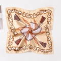 Elegant 50cm champagne gold and ivory small square silk scarf with vintage chain patterns - Elegant Court Style (Style 15) / 50x50cm / Champagne Ivory Court